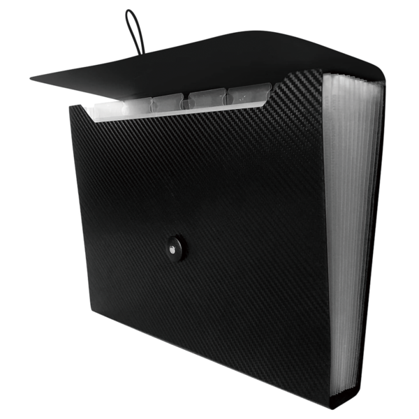 Expanding File Folder with Button and Elastic Band Closure
