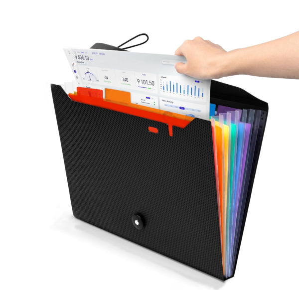 Expanding File Folder with Button and Elastic Band Closure - Image 7